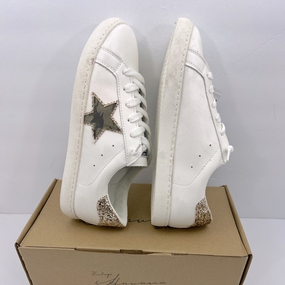 VINTAGE HAVANA, TENNIS SHOES, “WHITE” WITH CAMOUFLAGE & GLITTERING DESIGN, 11.5 - Picture 9 of 16